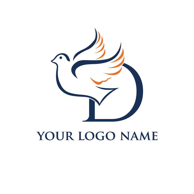 Una paloma azul y naranja con un logo para tu logo