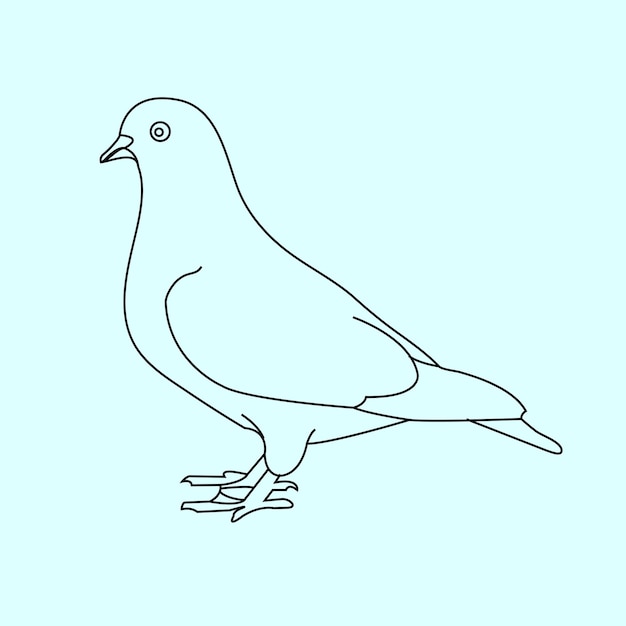 Paloma blanca en un dibujo de línea continua Pájaro símbolo de paz y libertad en un estilo lineal simple