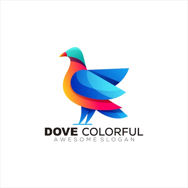 paloma colorido logo diseño vector mascota gradiente