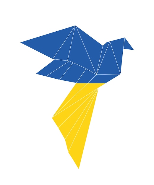 Vector paloma de papel gráfico de logotipo vectorial en los colores de la bandera de ucrania