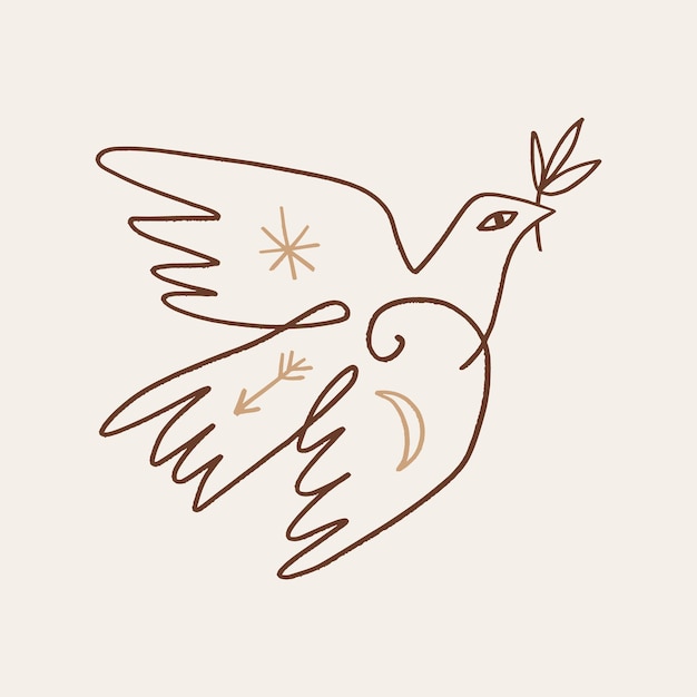 Vector paloma de la paz denota perdón paloma pájaro boho estilo dibujado a mano ilustración vectorial arte