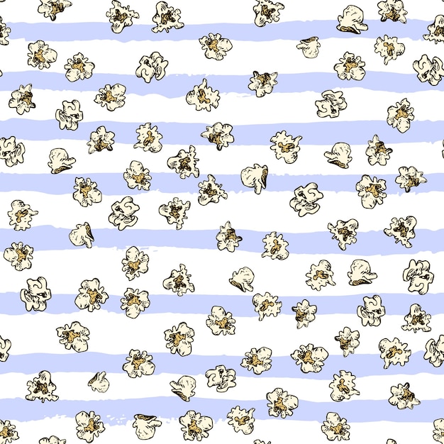 Palomitas de maíz y papas fritas dibujado a mano de patrones sin fisuras comida rápida boceto vector de fondo comida textil ...