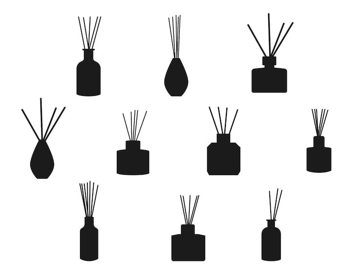 Vector palos de aroma conjunto de dibujos animados vector aislado silueta