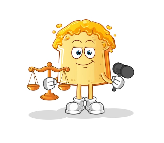 Pan con caricatura de abogado de miel. vector de mascota de dibujos animados