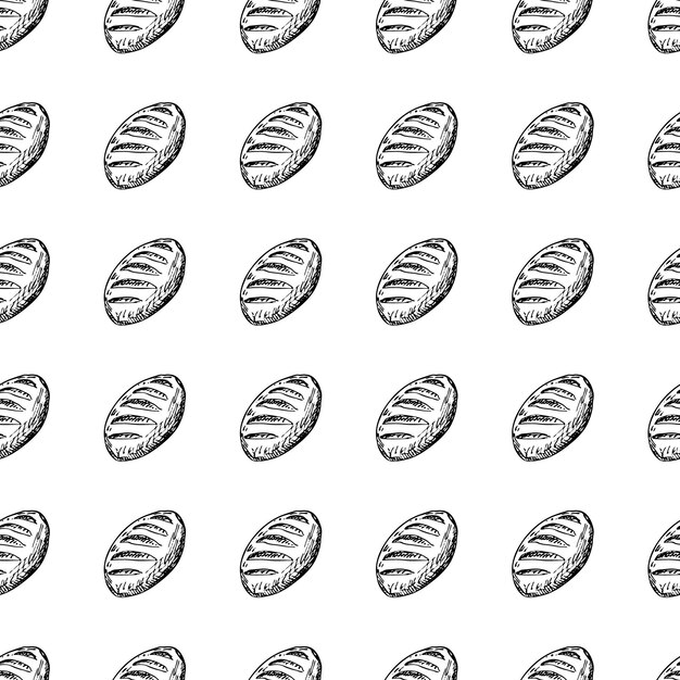 Pan dibujado a mano de patrones sin fisuras. Doodle dibujo negro. Símbolo de signo. Elemento de decoración. Aislado sobre fondo blanco. Diseño plano. Ilustración vectorial.