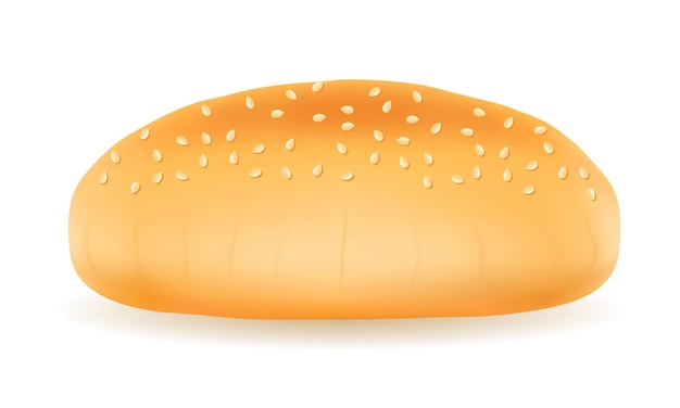 Vector pan de hamburguesa crujiente fresco sobre blanco