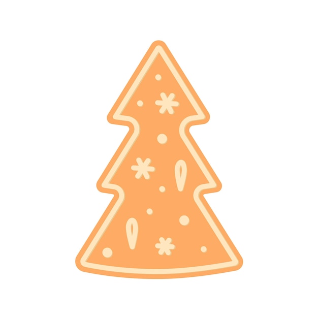 Pan de jengibre. Galleta. Árbol de Navidad. Abeto. Dibujos animados, plano, vector