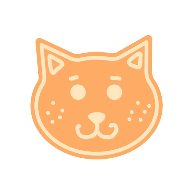 Pan de jengibre pastel de especias gato taza de té vector plano