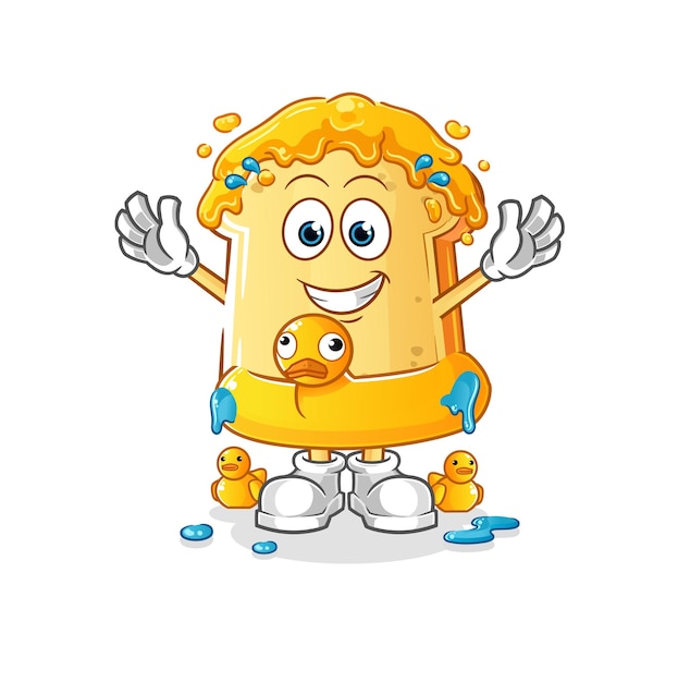 Pan con miel con caricatura de boya de pato. vector de mascota de dibujos animados