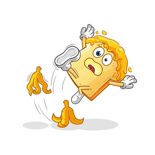 pan con miel deslizado sobre plátano. vector de mascota de dibujos animados