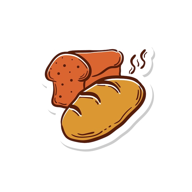 Pan panadería dibujado a mano doodle icono logo diseño clip art vector ilustración