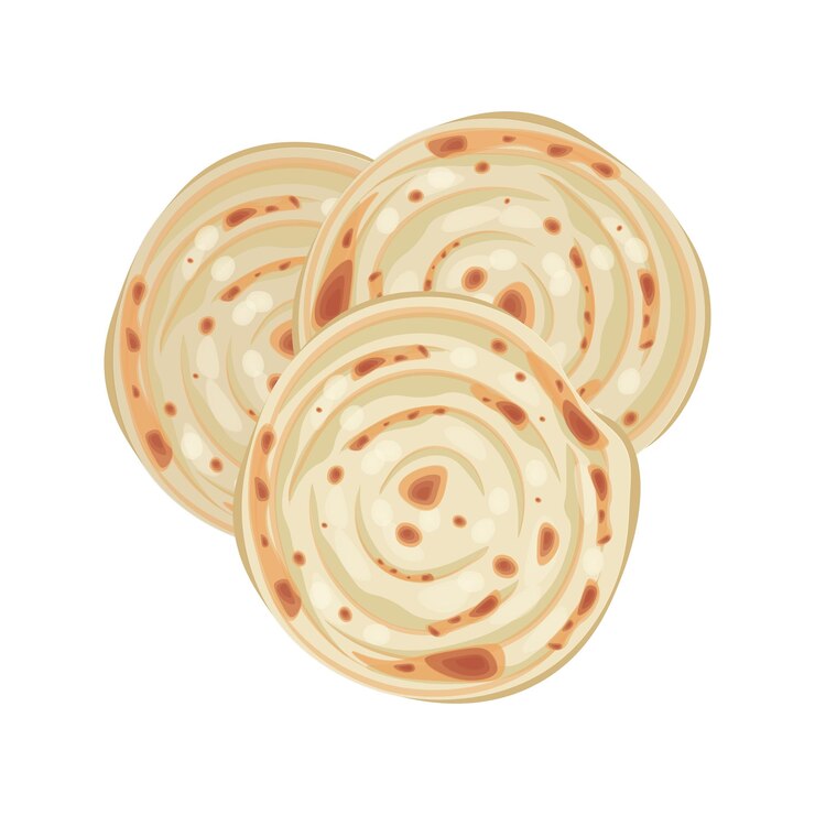 Pan plano Parotta Paratha o Canai aislado Vector logotipo de ilustración