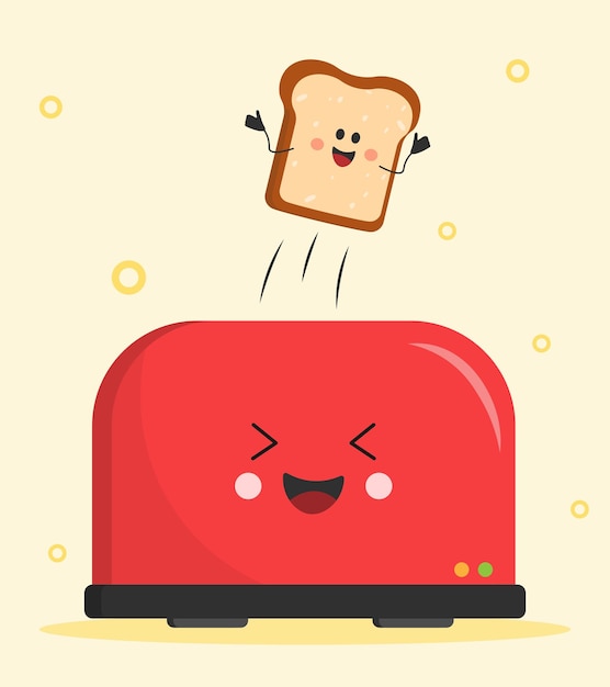 El pan sale de la tostadora imágenes divertidas para niños elementos gráficos para sitios web banner para la venta de