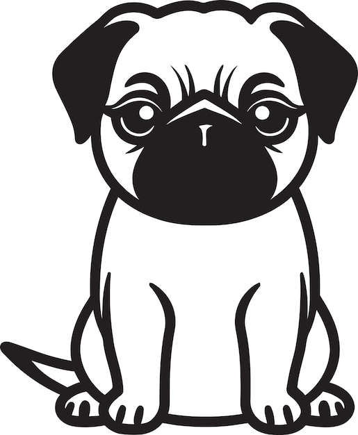 Panache elegante logotipo negro vector Pug presencia distintivo icono arte vectorial