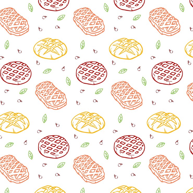 Panadería dibujado a mano doodle de patrones sin fisuras