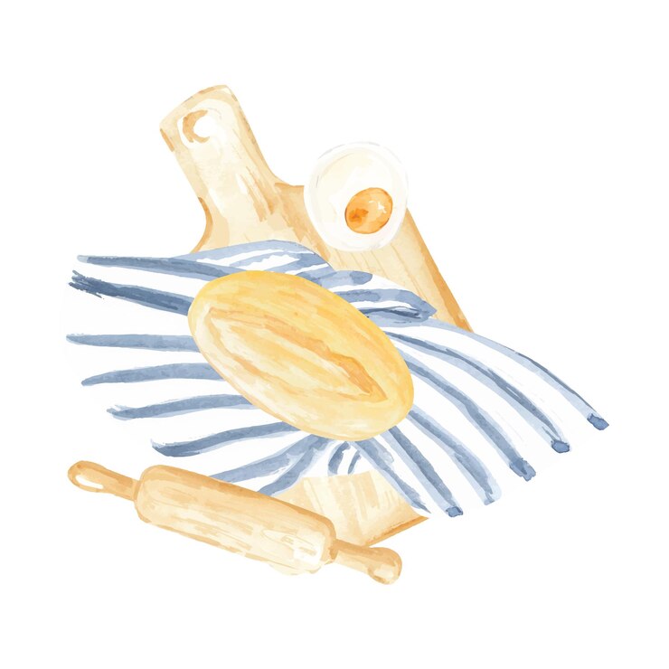 Panadería escena acuarela cocina ilustración cocina logo