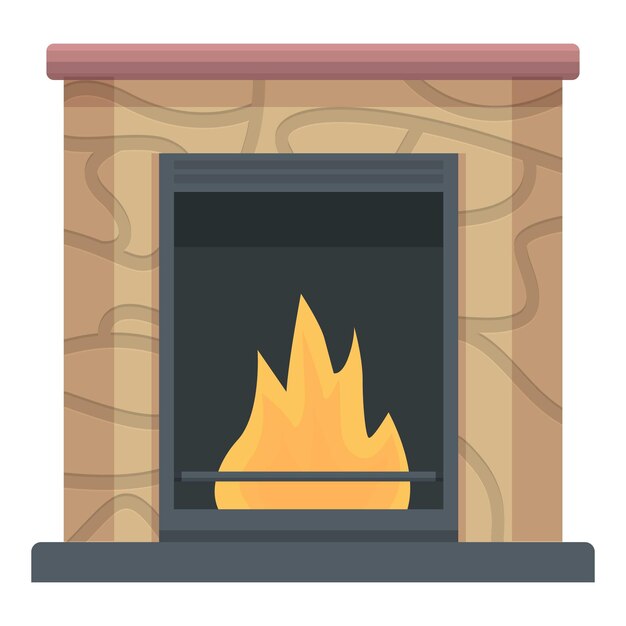 Panadería horno icono dibujos animados vector fuego estufa silla madera