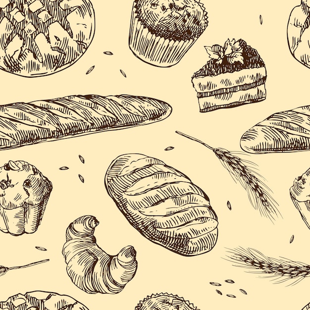 Panadería de ilustración vectorial dibujado a mano