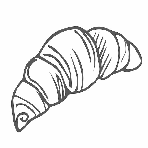 Panadería de insignia de icono de croissant dibujada a mano vectorial para café de menú de diseño, etiqueta y embalaje.