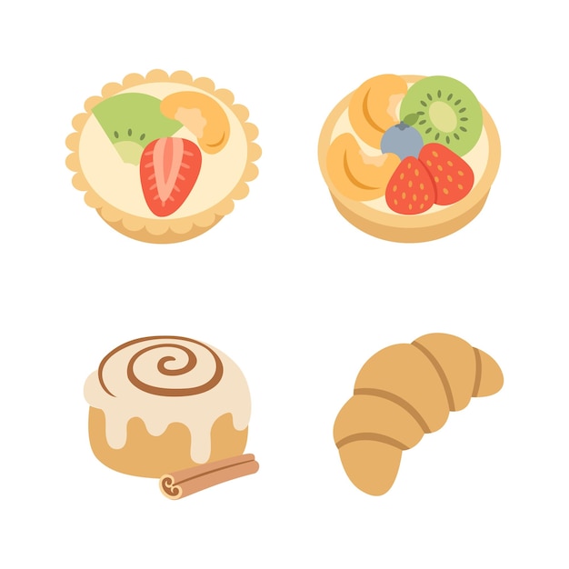 Panadería y pastelería dulce Croissants Cinnamon Rolls y pastel de frutas