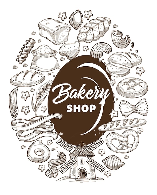 Panadería pastelería y pancarta de productos horneados