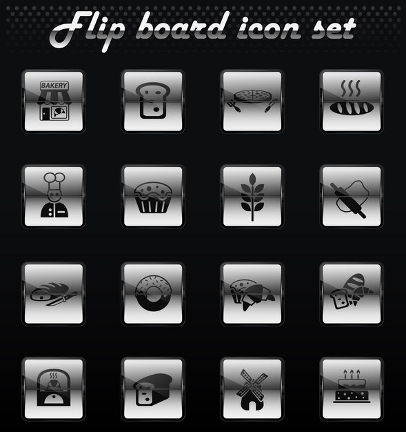 Panadería vector flip iconos mecánicos para el diseño de la interfaz de usuario