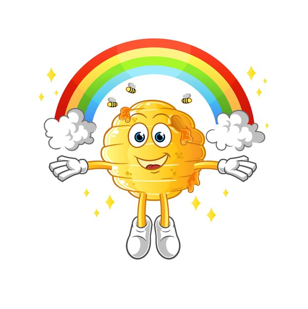 Panal con arcoiris. vector de dibujos animados