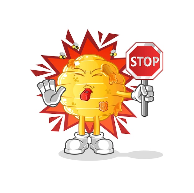 Panal con señal de stop. vector de mascota de dibujos animados