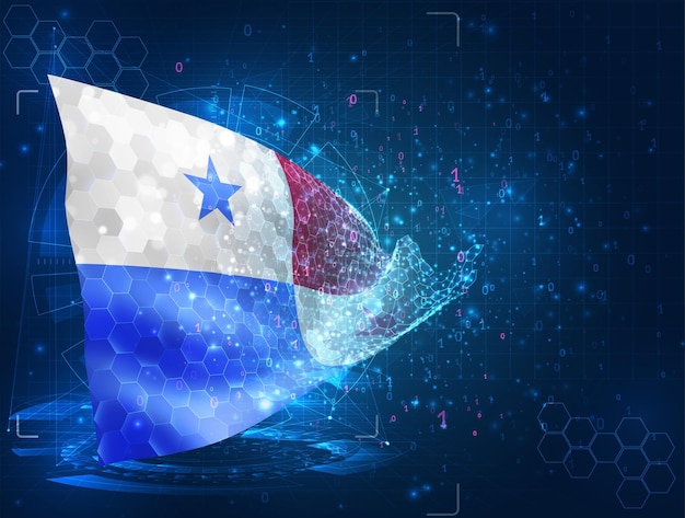 Panamá vector bandera virtual abstracto objeto 3D de polígonos triangulares sobre un fondo azul