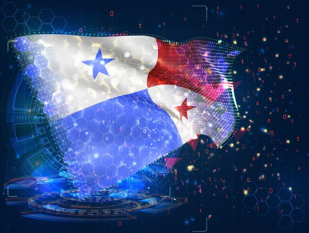 Panamá vector bandera virtual abstracto objeto 3D de polígonos triangulares sobre un fondo azul
