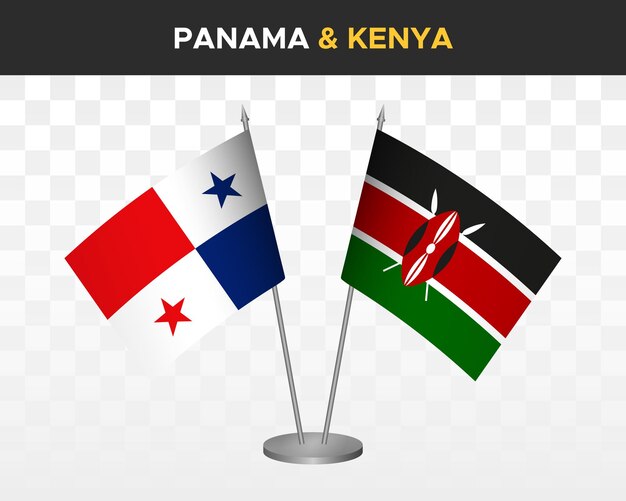 Panamá vs kenia escritorio banderas maqueta aislado 3d vector ilustración mesa banderas