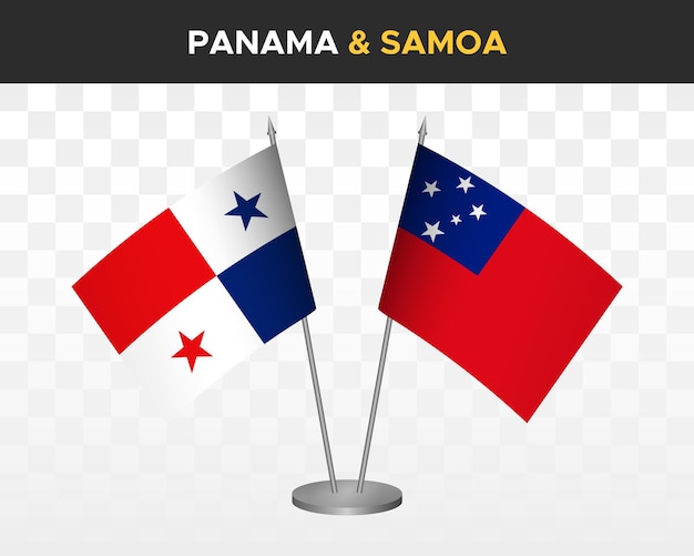 Panamá vs samoa escritorio banderas maqueta aislado 3d vector ilustración mesa banderas