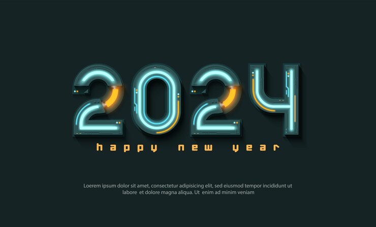Una pancarta para 2024 con un texto azul que dice 2024.
