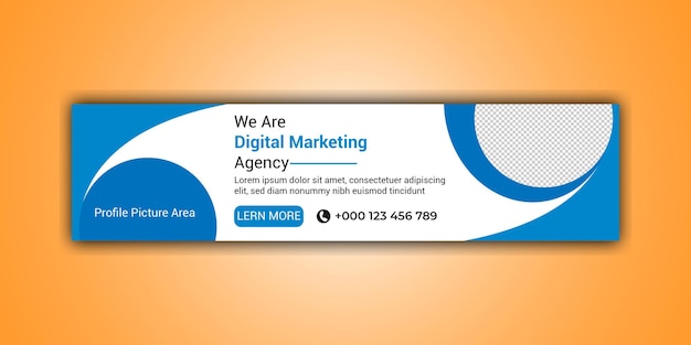 Vector una pancarta azul y blanca para la agencia de marketing digital.