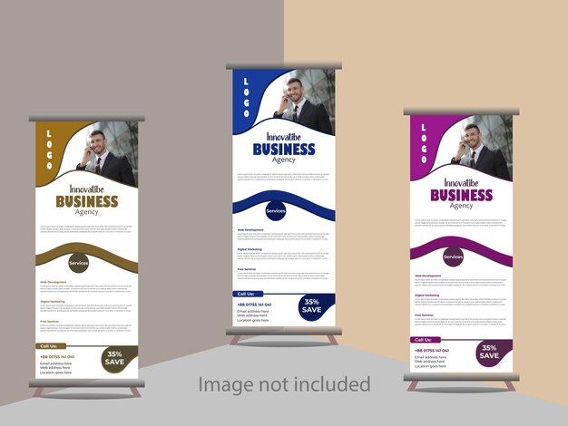pancarta corporativa enrollable impresible por vector en línea para el servicio de publicidad