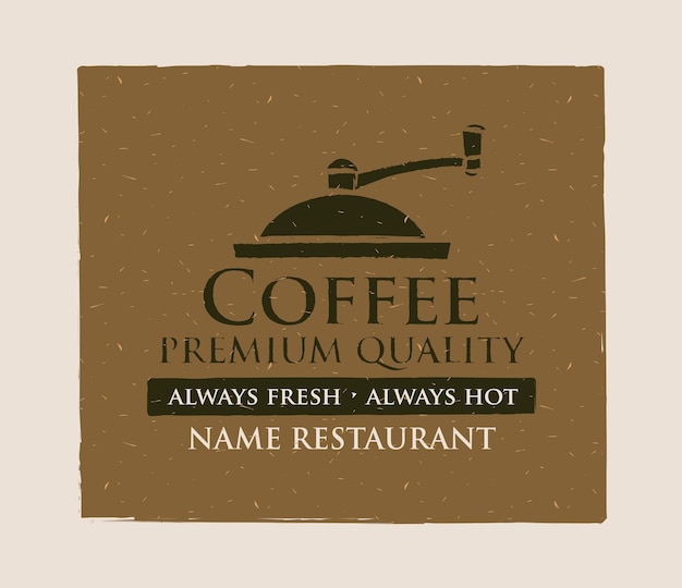 pancarta con emblema de molinillo de café