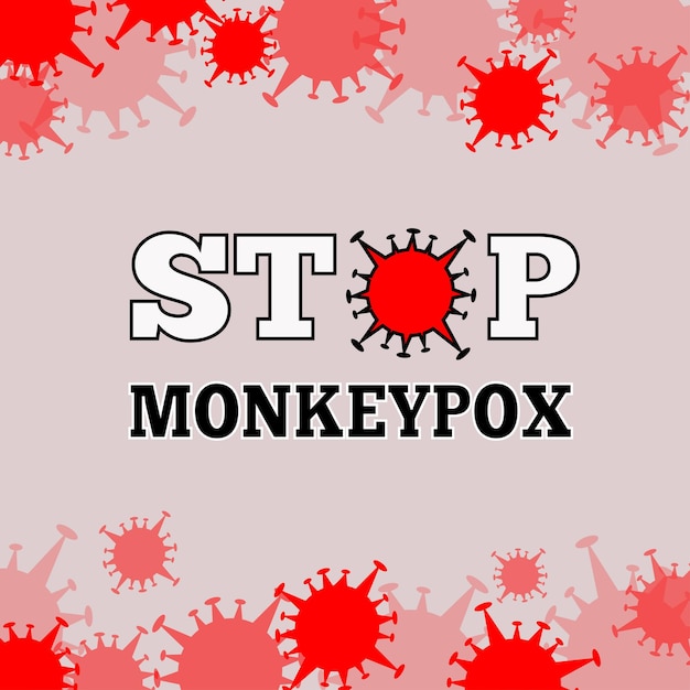 Pancarta de propagación del virus de la viruela del mono. ilustración de vector de tendencia en estilo plano