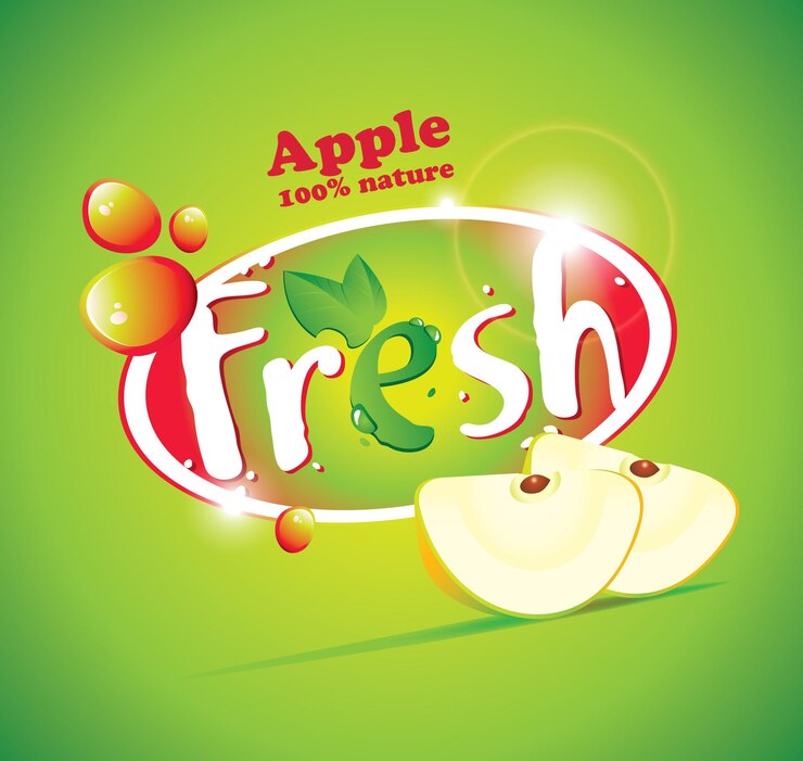 Vector pancarta con rodajas de manzana