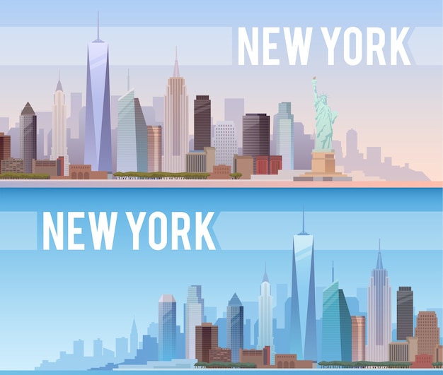 Vector pancartas del paisaje urbano de nueva york