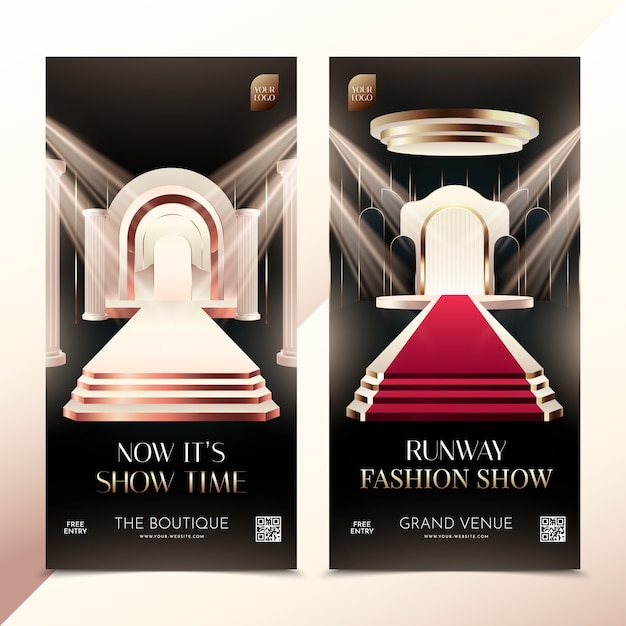 Las pancartas de la pasarela de moda en estilo realista