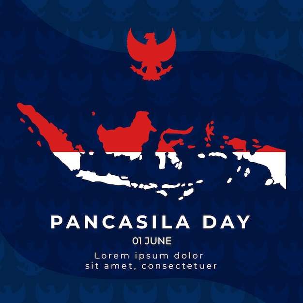 Vector pancasila día mapa indonesia fondo