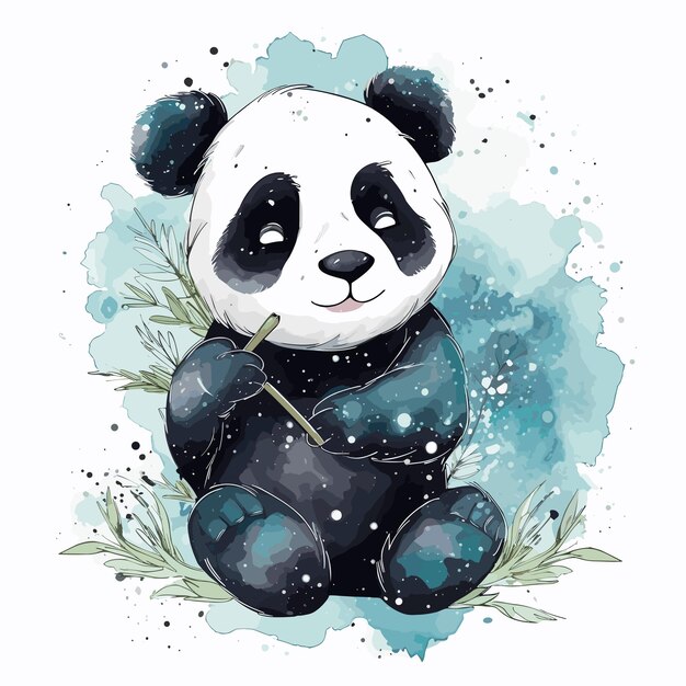 panda acuarela aislado sobre fondo blanco