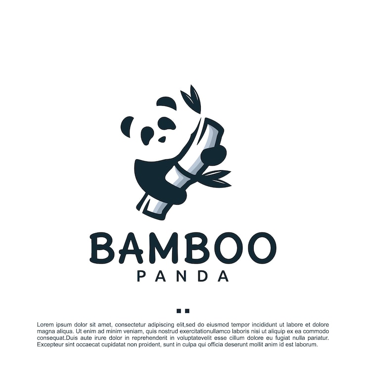 Vector panda de bambú, plantilla de diseño de logotipo