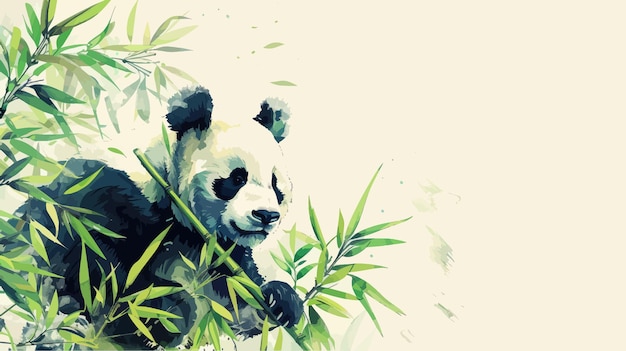 Panda en el bosque de bambú Ilustración vectorial de un panda