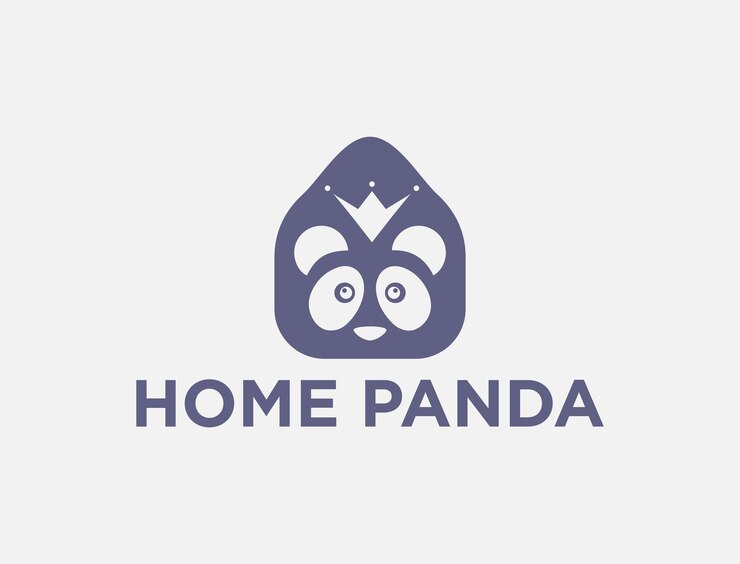 Vector panda con casa o casa linda caricatura logo icono vector ilustración