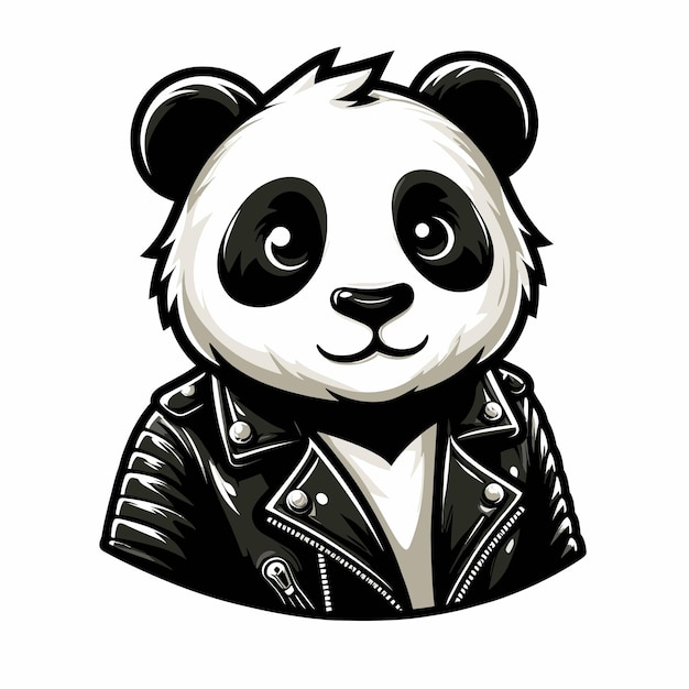 Un panda con una chaqueta de cuero