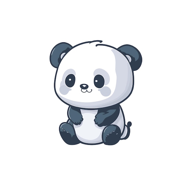 Un panda de dibujos animados con una nariz negra se sienta sobre un fondo blanco.