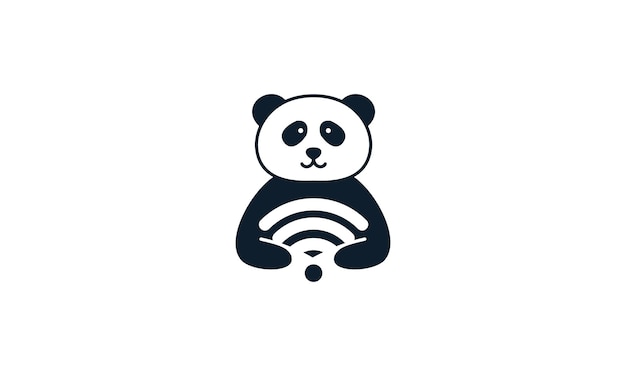 Panda con diseño de icono de vector de logotipo de líneas de internet