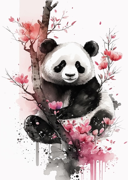 Panda en diseño de vectores de pintura de acuarela