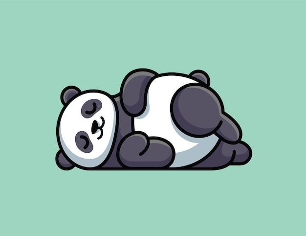 Panda dulce dormido en fondo verde Vector minimalista